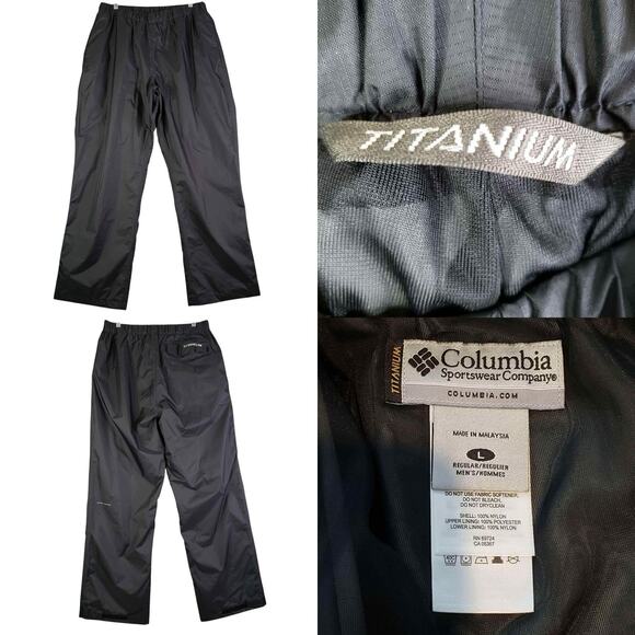Columbia Men’s Waterproof Silver Ridge Rain Pants Size Large L Omni-Tech Black - Picture 1 of 11